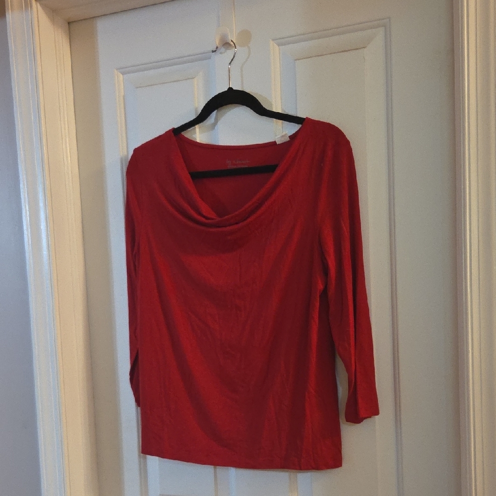 Chicos Red Cowl Neck Top Medium